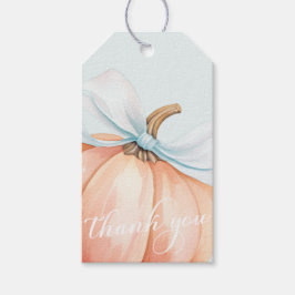 Blue Bow Pumpkin-Baby shower Cadeaulabel