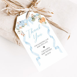 Blue Bow Pumpkin Baby shower Favorietentjes Cadeaulabel