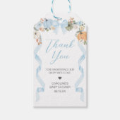 Blue Bow Pumpkin Baby shower Favorietentjes Cadeaulabel (Voorkant)