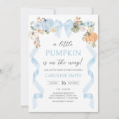 Blue Bow Pumpkin-Baby shower Kaart (Voorkant)