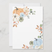 Blue Bow Pumpkin-Baby shower Kaart (Achterkant)