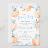 Blue Bow Pumpkin Baby Shower Kaart (Voorkant)