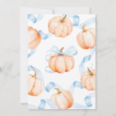 Blue Bow Pumpkin Baby Shower Kaart (Achterkant)