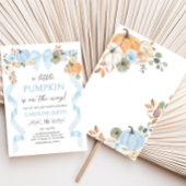 Blue Bow Pumpkin-Baby shower Kaart