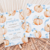 Blue Bow Pumpkin Baby Shower Kaart