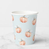 Blue Bow Pumpkin Baby shower Papieren Beker (Achterkant)