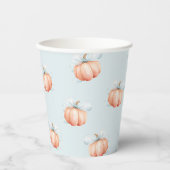 Blue Bow Pumpkin Baby shower Papieren Beker (Voorkant)