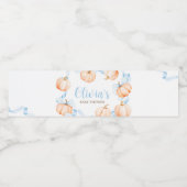 Blue Bow Pumpkin Baby Shower Waterfles Etiket (Enkel label)