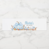 Blue Bow Pumpkin-Baby shower Waterfles Etiket (Enkel label)