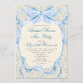 Blue Bow Regency Garden Tea Party Bridal Shower  Kaart (Voorkant)
