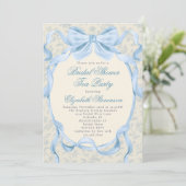 Blue Bow Regency Garden Tea Party Bridal Shower  Kaart (Staand voorkant)