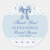 Blue Bow Regency Lace Vrijgezellenfeest dank u Ronde Sticker (Voorkant)