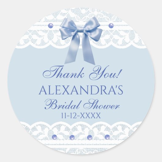 Blue Bow Regency Lace Vrijgezellenfeest dank u Ronde Sticker (Voorkant)