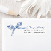 Blue Bow Retour Adreslabels Etiket (Insitu)