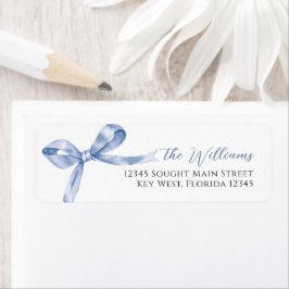 Blue Bow Retour Adreslabels Etiket