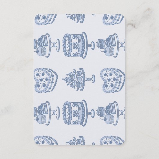 Blue Bow Retro Heart Coquette Cake Details Invoege Informatiekaartje (Achterkant)