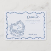 Blue Bow Retro Heart Coquette Cake Details Invoege Informatiekaartje (Voorkant)