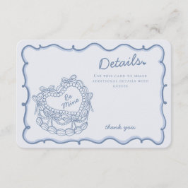 Blue Bow Retro Heart Coquette Cake Details Invoege Informatiekaartje