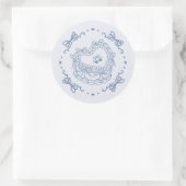 Blue Bow Retro Heart Coquette Cake Envelope Ronde Sticker (Tas)