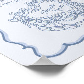 Blue Bow Retro Heart Coquette Cake Favorieten Teke Poster (Hoek)