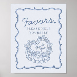 Blue Bow Retro Heart Coquette Cake Favorieten Teke Poster