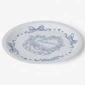 Blue Bow Retro Heart Coquette Cake gepersonaliseer Papieren Bordje (Gekanteld)