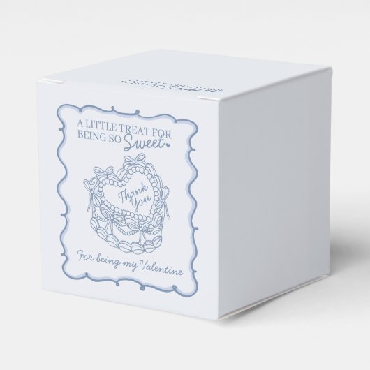 Blue Bow Retro Heart Coquette Cake Valentijnse Bedankdoosjes (Voorkant Zijde)