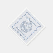 Blue Bow Retro Heart Coquette Cake Valentijnse Servet (Hoek)