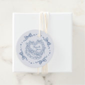 Blue Bow Retro Heart Coquette Cake Verjaardag Bedankjes Labels (In situ)