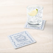 Blue Bow Retro Heart Coquette Cake Verjaardag Kartonnen Onderzetters (Insitu)