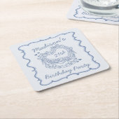 Blue Bow Retro Heart Coquette Cake Verjaardag Kartonnen Onderzetters (Schuin)