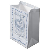 Blue Bow Retro Heart Coquette Cake Verjaardag Medium Cadeauzakje (Voorkant Gekanteld)
