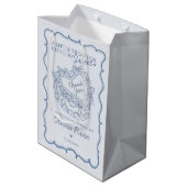 Blue Bow Retro Heart Coquette Cake Verjaardag Medium Cadeauzakje (Achterkant Gekanteld)