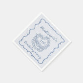 Blue Bow Retro Heart Coquette Cake Verjaardag Servet (Hoek)