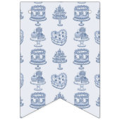 Blue Bow Retro Heart Coquette Cake Verjaardag Vlaggetjes (Eerste vlag)