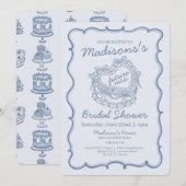 Blue Bow Retro Heart Coquette Cake Vrijgezellenfee Kaart (Voorkant / Achterkant)