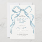 Blue Bow ribbon birthday Kaart (Voorkant)