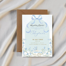 Blue Bow Ribbon Bluebell Aqeeqah nodigt uit Kaart