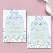 Blue Bow Ribbon Bluebell Aqeeqah nodigt uit Kaart