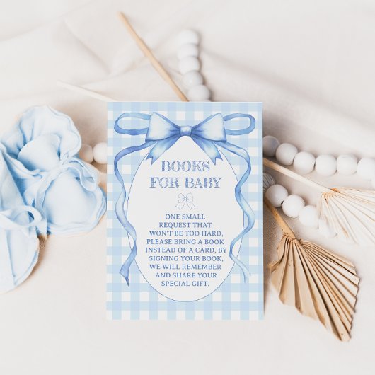 Blue Bow Ribbon Boeken voor Baby Waterverf Informatiekaartje