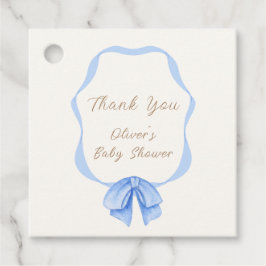 Blue  Bow Ribbon Boy Baby shower Bedankjes Labels