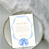 Blue Bow Ribbon Boy Baby shower Bedankkaart