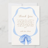 Blue Bow Ribbon Boy Baby shower Bedankkaart (Voorkant)