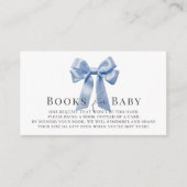 Blue Bow Ribbon Boy Baby shower Boek Verzoek Informatiekaartje (Voorkant)