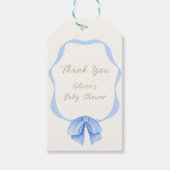 Blue  Bow Ribbon Boy Baby shower Cadeaulabel (Voorkant)