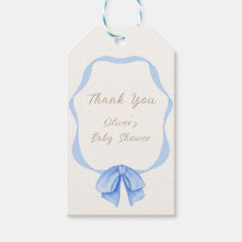 Blue  Bow Ribbon Boy Baby shower Cadeaulabel
