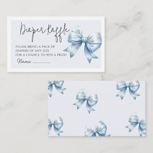 Blue Bow Ribbon Boy Baby shower Enclosure Kaart (Voorkant / Achterkant)