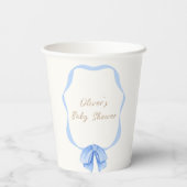 Blue Bow Ribbon Boy Baby shower Papieren Bekers (Achterkant)