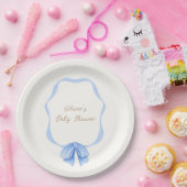 Blue  Bow Ribbon Boy Baby shower Papieren Bordje (Feest)