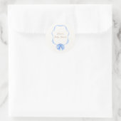 Blue  Bow Ribbon Boy Baby shower Ronde Sticker (Tas)